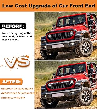 Apple - シュンジ Grill Lights for Jeep Wrangler JL JLU Front Bumper Grille